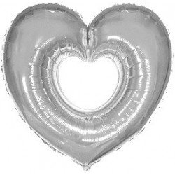 Globo Corazón Plata hueco...